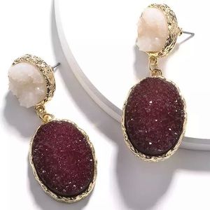 Anthro Druzy Crystal Drop Earrings